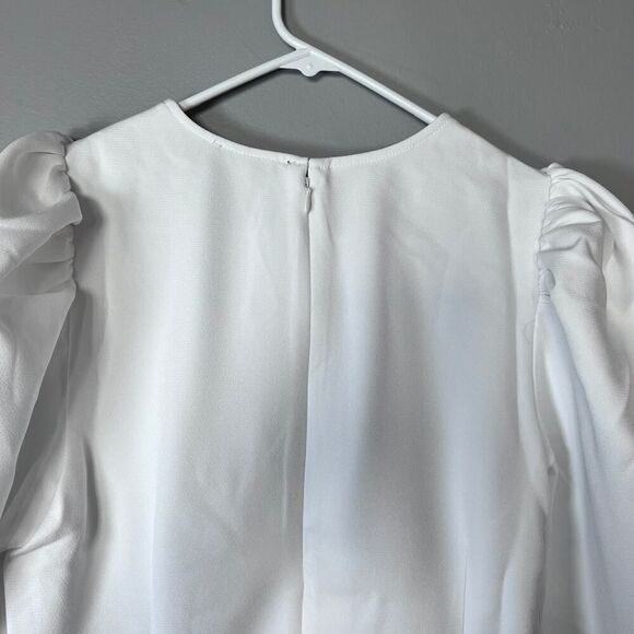 Danielle Bernstein Puff Sleeve Dress L NWT $89 Crystal Button Mini Cocktail - Picture 10 of 11